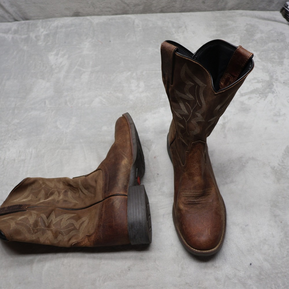 Justin Men 12D Western Boot Brown Buster III Leather Cowboy Riding Pull-On 7221